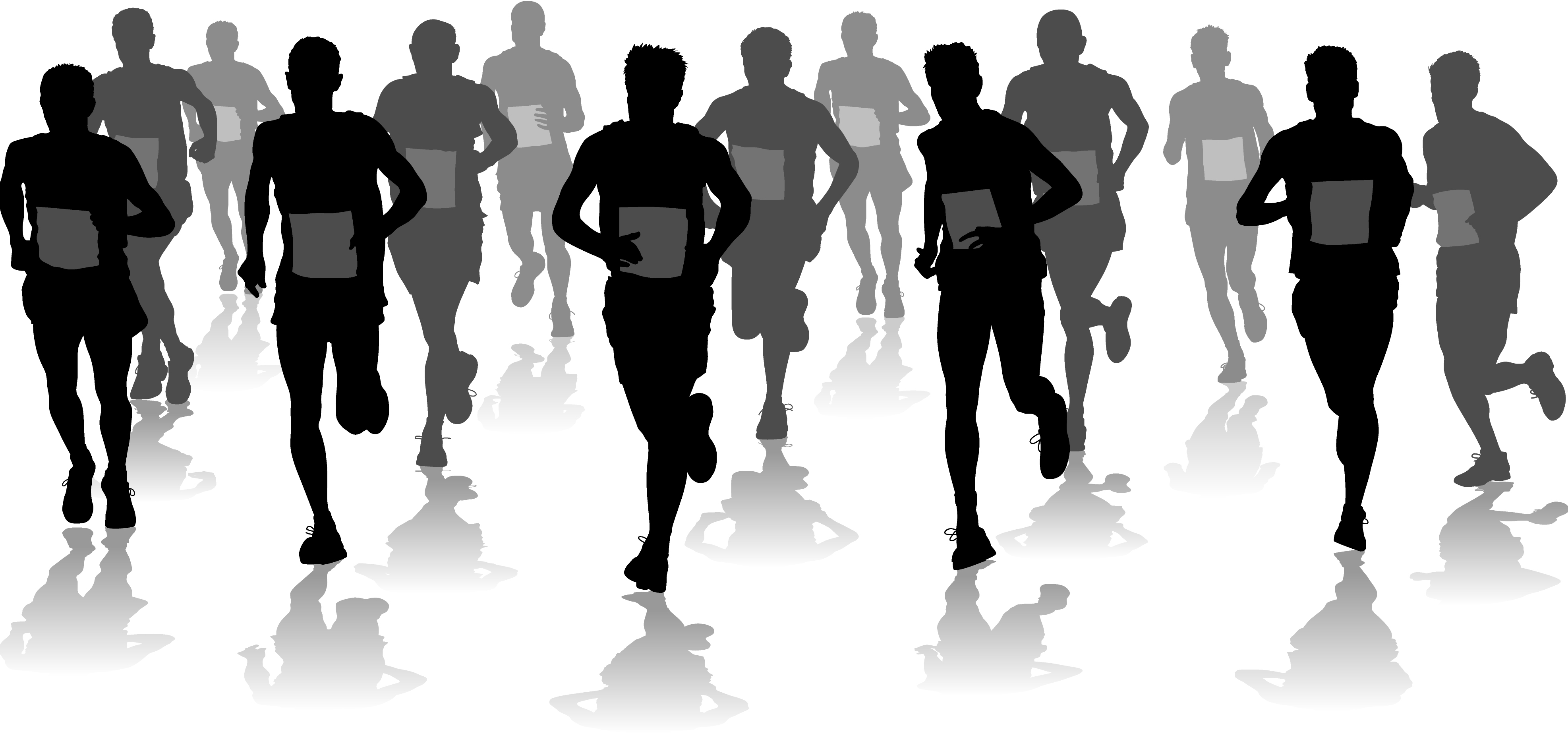 Runners in silhouette